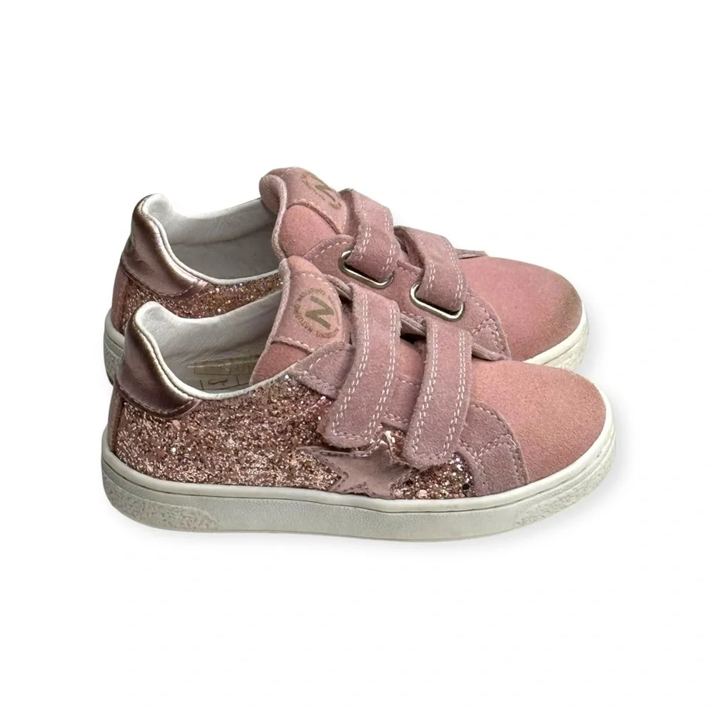 Naturino ★ Pinn VL Glitter Star Italian Suede Sneaker ★ Pink ★ Toddler 8M 25 ★ - Picture 3 of 16